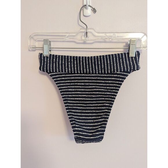 NWT Seafolly Seaside Stripe Banded Hi Rise Bikini Bottoms - True Navy US size 4 - Picture 6 of 6